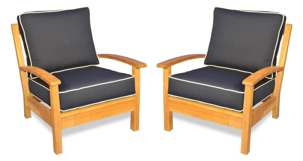 Regal Teak Deep Seating Club Chair - Set Of 2 2 Regal Teak Deep Seating Club Chair - Set Of 2 - Image 2