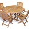 Regal Teak 4 Seat Dining Set With 4 Folding Armchairs & 48" Octagonal Table