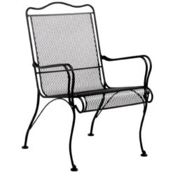 Woodard Wrought Iron Tucson High Back Dining Arm Chair - Set Of 2 -Patio Furniture Store 1G0001 edited 90031.1670857917
