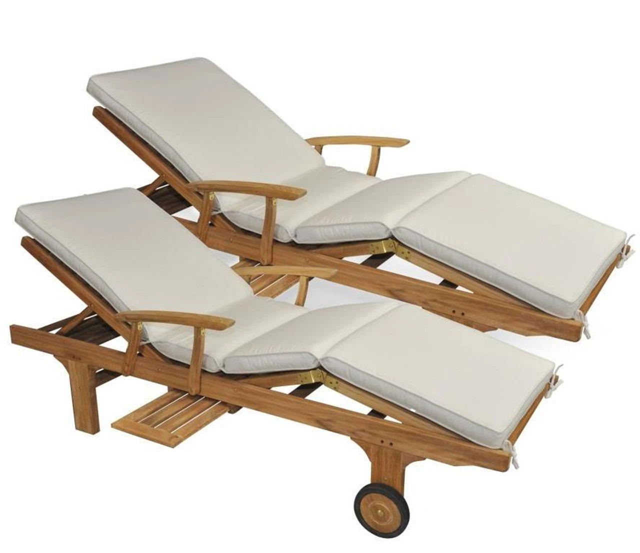 Regal Teak Sun Lounger Chairs & Cushions - Set Of 2 1 Regal Teak Sun Lounger Chairs & Cushions - Set Of 2