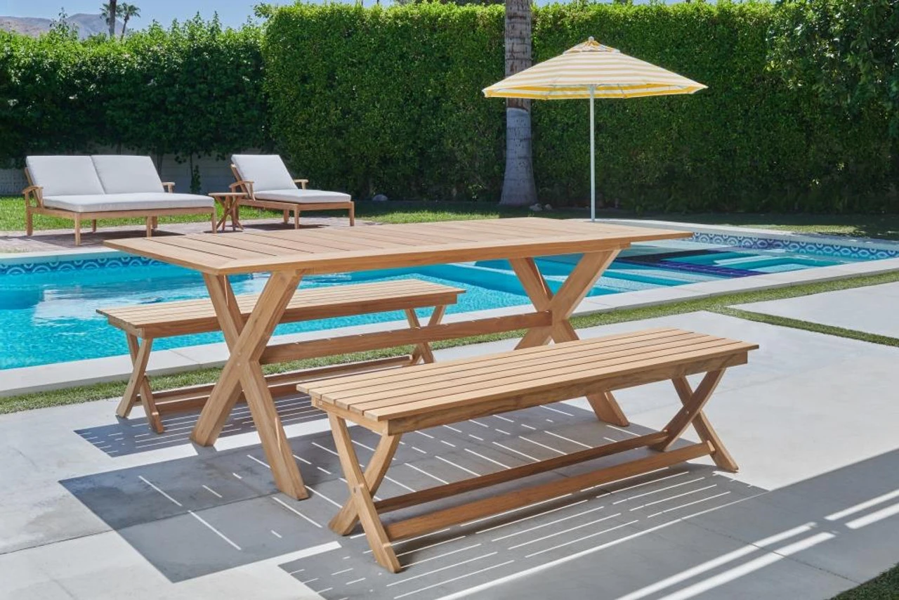 HiTeak 3-Piece Picnic Table Set 4 HiTeak 3-Piece Picnic Table Set - Image 4