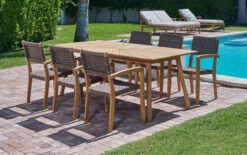 HiTeak Cambria 7-Piece Rectangular Table Dining Set -Patio Furniture Store 20 877 Hiteak 2022 Lifestyle8965 02739.1678989346