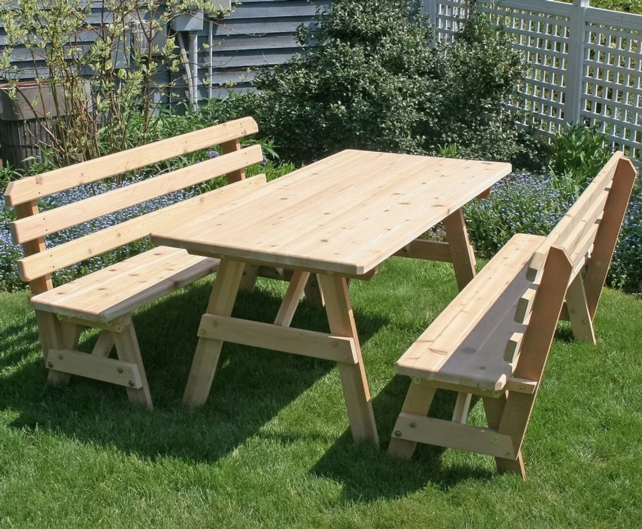 27" Wide Classic Family Cedar Picnic Table Set With Backed Benches - Kit 1 27" Wide Classic Family Cedar Picnic Table Set With Backed Benches - Kit