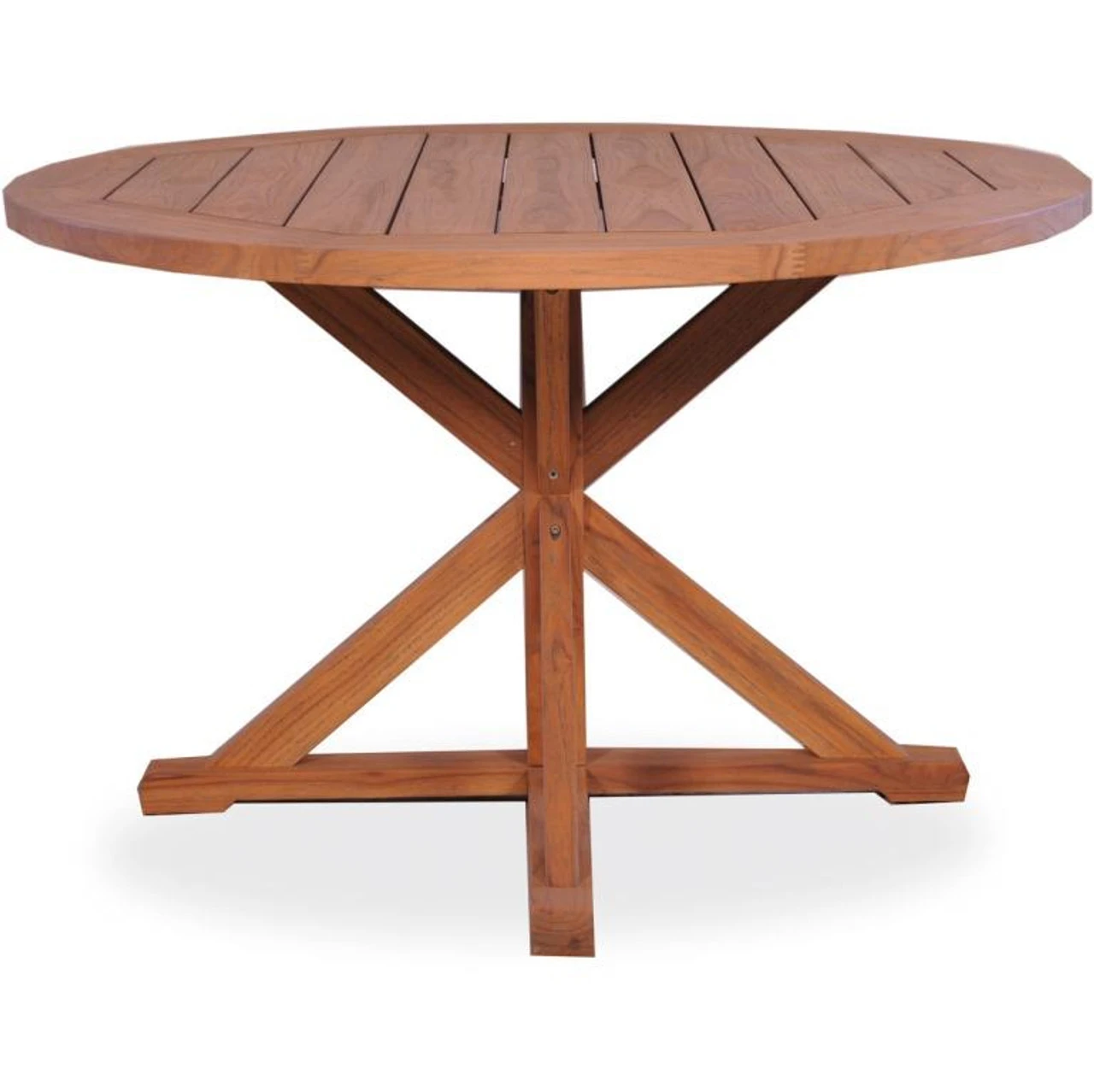 Lloyd Flanders Criss Cross Base Teak 48" Round Dining Table 2 Lloyd Flanders Criss Cross Base Teak 48" Round Dining Table - Image 2