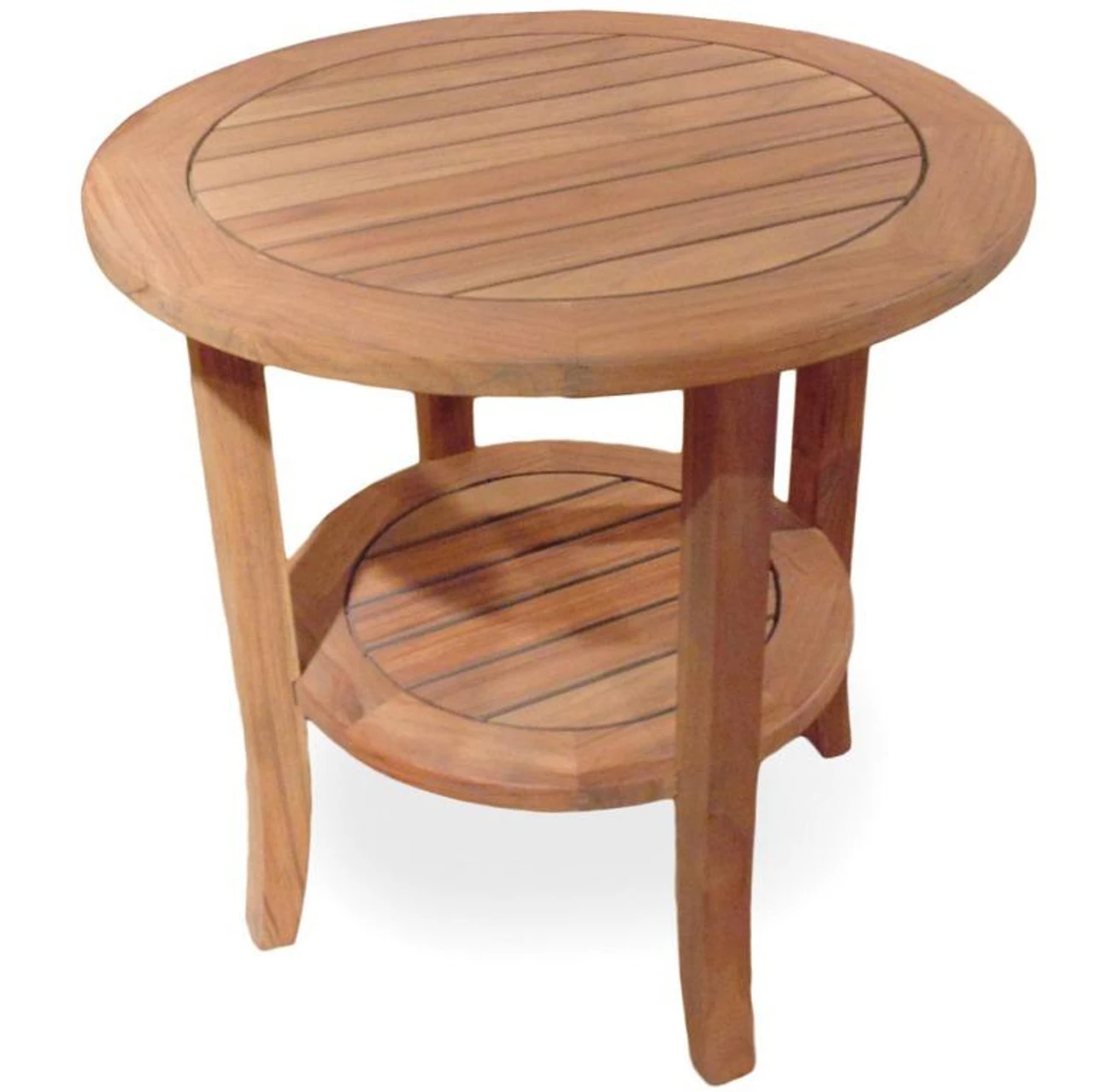 Lloyd Flanders Teak 24" Round End Table With Shelf 2 Lloyd Flanders Teak 24" Round End Table With Shelf - Image 2