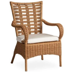 Lloyd Flanders Vinyl Wicker Magnolia Dining Armchair -Patio Furniture Store 331001 angle edited 06085.1701197050