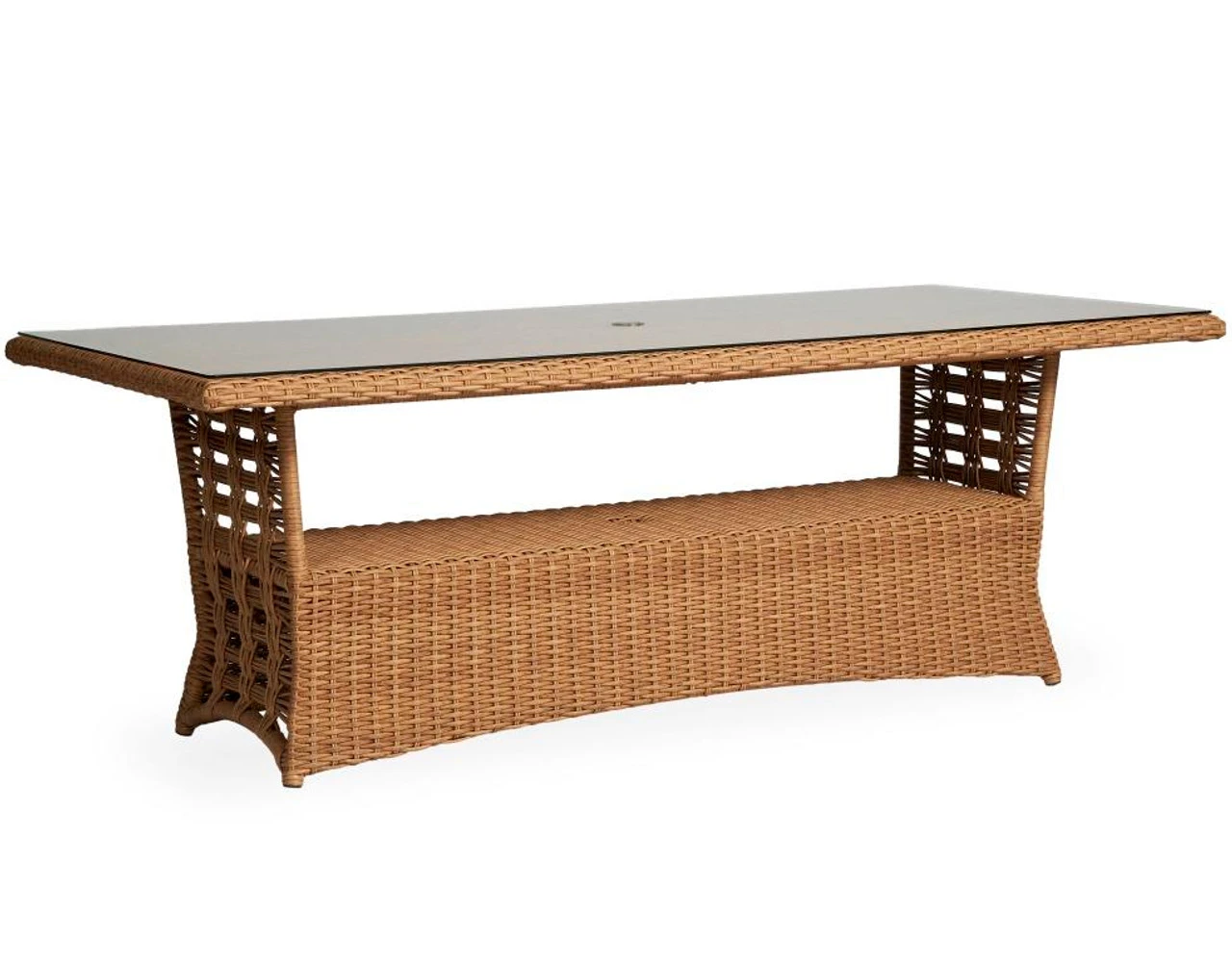 Lloyd Flanders Vinyl Wicker Magnolia 84" Rectangular Umbrella Table 3 Lloyd Flanders Vinyl Wicker Magnolia 84" Rectangular Umbrella Table - Image 3