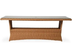 Lloyd Flanders Vinyl Wicker Magnolia 84" Rectangular Umbrella Table