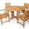 Regal Teak Seat Dining Set With 4 Armchairs & 48" Octagonal Table