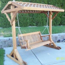 Cedar Yard Swing Frame With Roof In Cedar - 2 Sizes