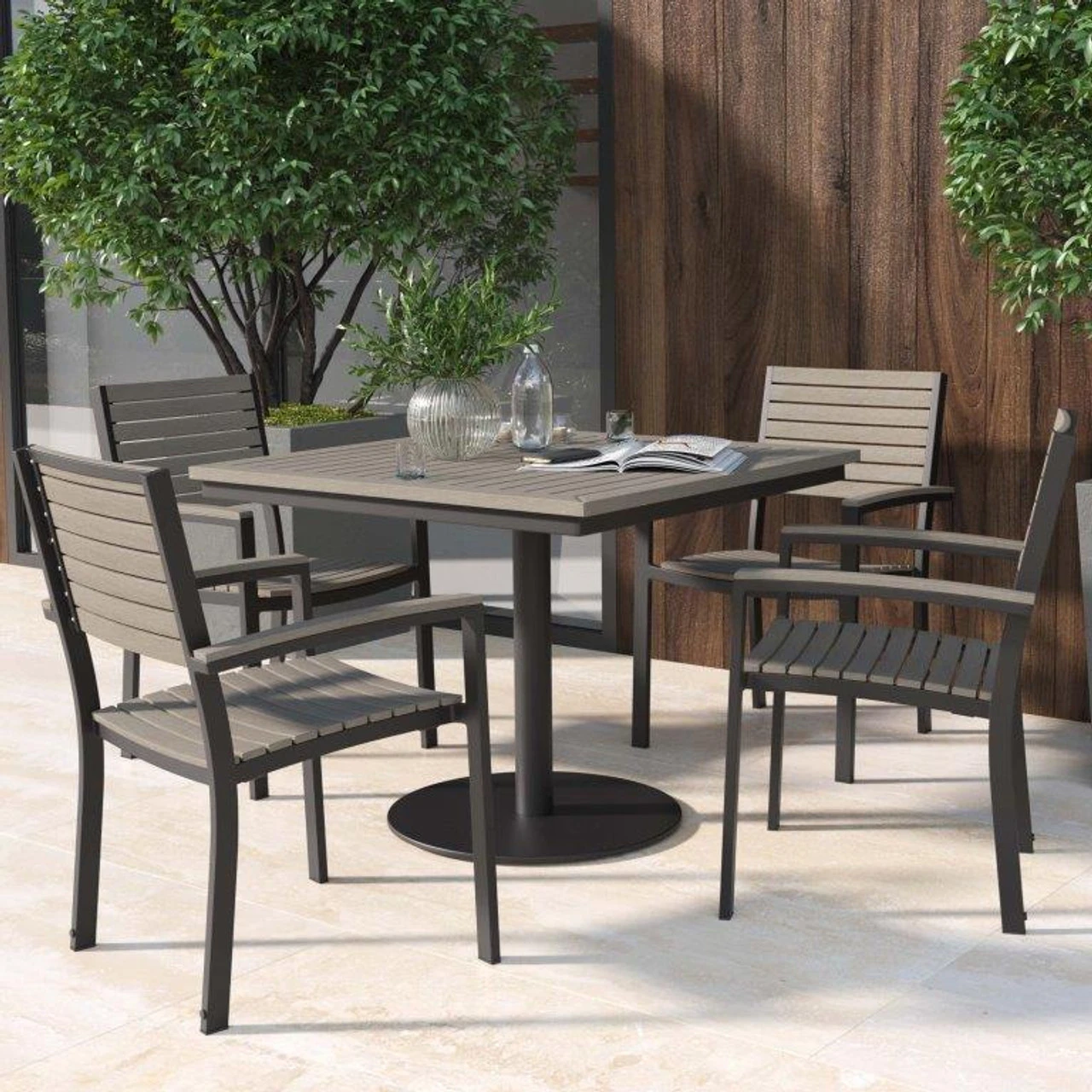 Oxford Garden Travira 5-Piece Square Bistro Dining Set 6 Oxford Garden Travira 5-Piece Square Bistro Dining Set - Image 6