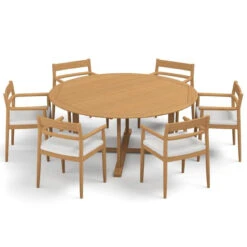 Oxford Garden Lido Teak 6 Seat Dining Set - Includes Cushions - July 4th Sale - Good 'til The 8th! -Patio Furniture Store 6169K edited 96712.1667224528
