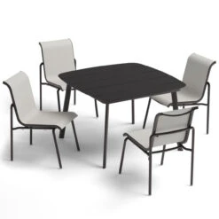 Oxford Garden Orso Sling Side Chair 4 Seat Dining Set - Carbon Finish - July 4th Sale - Good 'til The 8th!