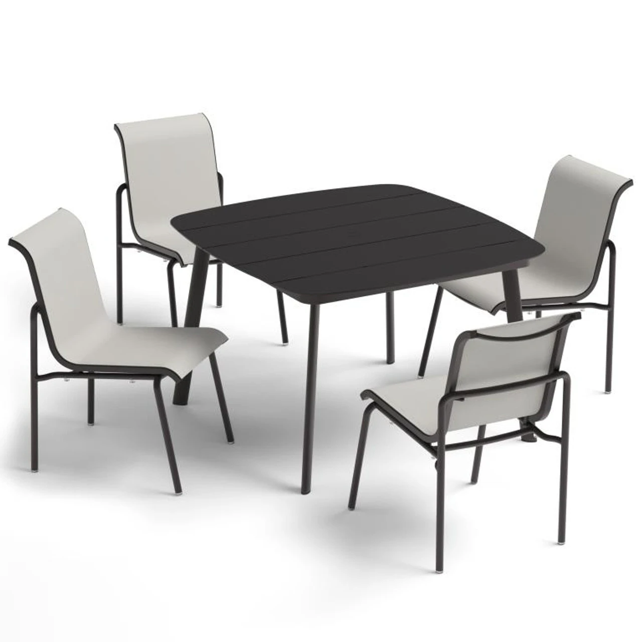 Oxford Garden Orso Sling Side Chair 4 Seat Dining Set - Carbon Finish - July 4th Sale - Good 'til The 8th!