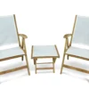 Regal Teak White Sling Folding Dining Chairs & Side Table