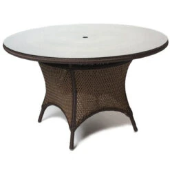 Lloyd Flanders Vinyl Wicker Grand Traverse 48" Rd Umbrella Dining Table