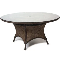 Lloyd Flanders Vinyl Wicker Grand Traverse 60" Rd Umbrella Dining Table -Patio Furniture Store 71060036A edited 79089.1675813323