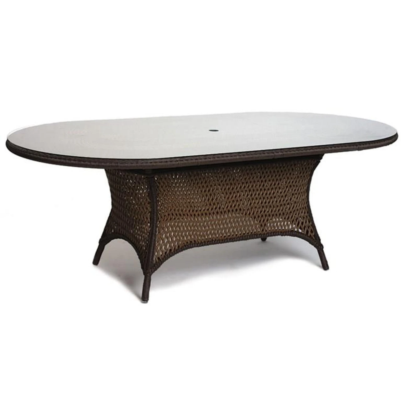 Lloyd Flanders Vinyl Wicker Grand Traverse 84" Oval Umbrella Dining Table 2 Lloyd Flanders Vinyl Wicker Grand Traverse 84" Oval Umbrella Dining Table - Image 2