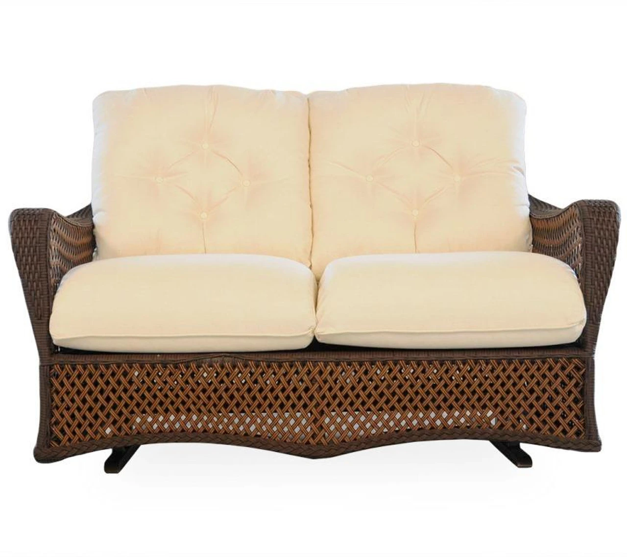 Lloyd Flanders Vinyl Wicker Grand Traverse Loveseat Glider 1 Lloyd Flanders Vinyl Wicker Grand Traverse Loveseat Glider