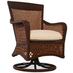 Lloyd Flanders Vinyl Wicker Grand Traverse Swivel Dining Armchair