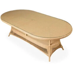 Lloyd Flanders Universal Loom 85" Oval Umbrella Dining Table -Patio Furniture Store 79084 overhead2 edited 06004.1698946832