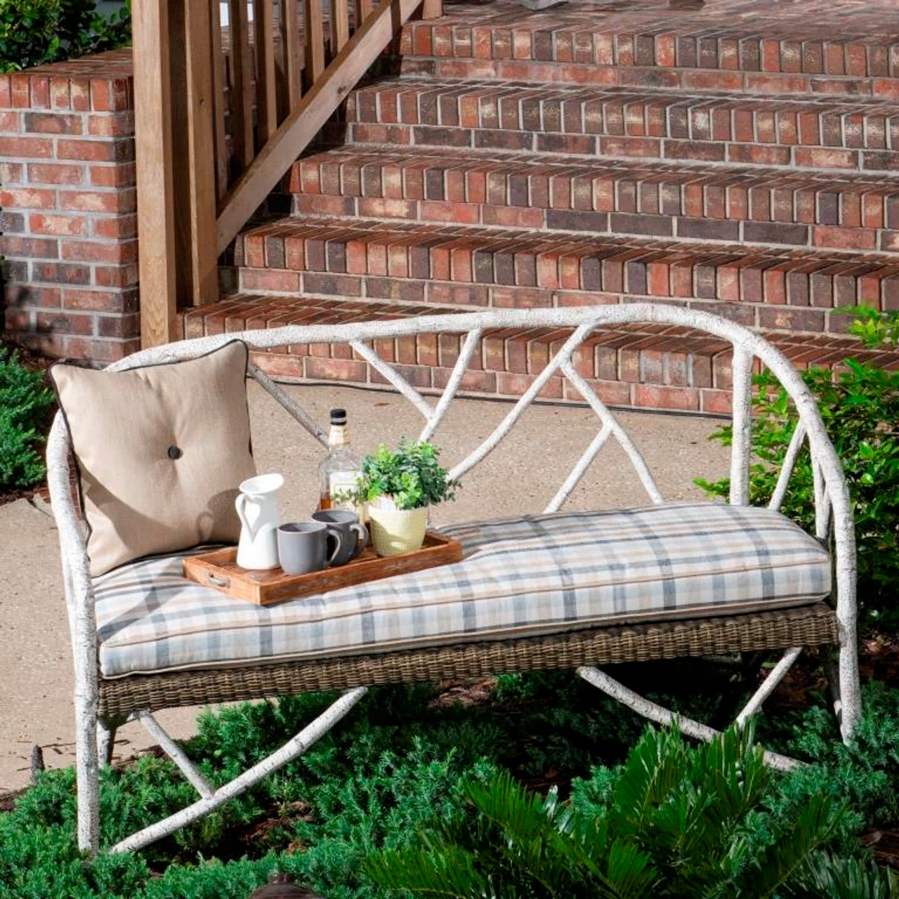 Whitecraft By Woodard River Run Wicker Faux Bois Loveseat 2 Whitecraft By Woodard River Run Wicker Faux Bois Loveseat - Image 2