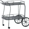 Woodard Wrought Iron Tea Cart With Mesh Top & Removable Tray