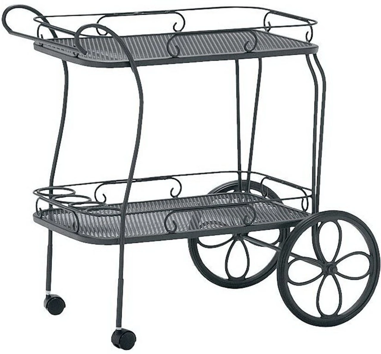 Woodard Wrought Iron Tea Cart With Mesh Top & Removable Tray