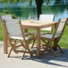 Three Birds 42" Square Newport Table With 4 Riviera Folding Chairs Set