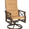 Woodard Aluminum Andover Padded Sling High Back Swivel Rocking Dining Arm Chair