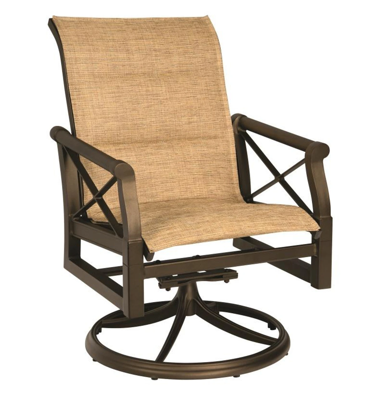 Woodard Aluminum Andover Padded Sling Swivel Rocking Dining Arm Chair 1 Woodard Aluminum Andover Padded Sling Swivel Rocking Dining Arm Chair