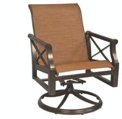 Woodard Aluminum Andover Sling Swivel Rocking Dining Arm Chair