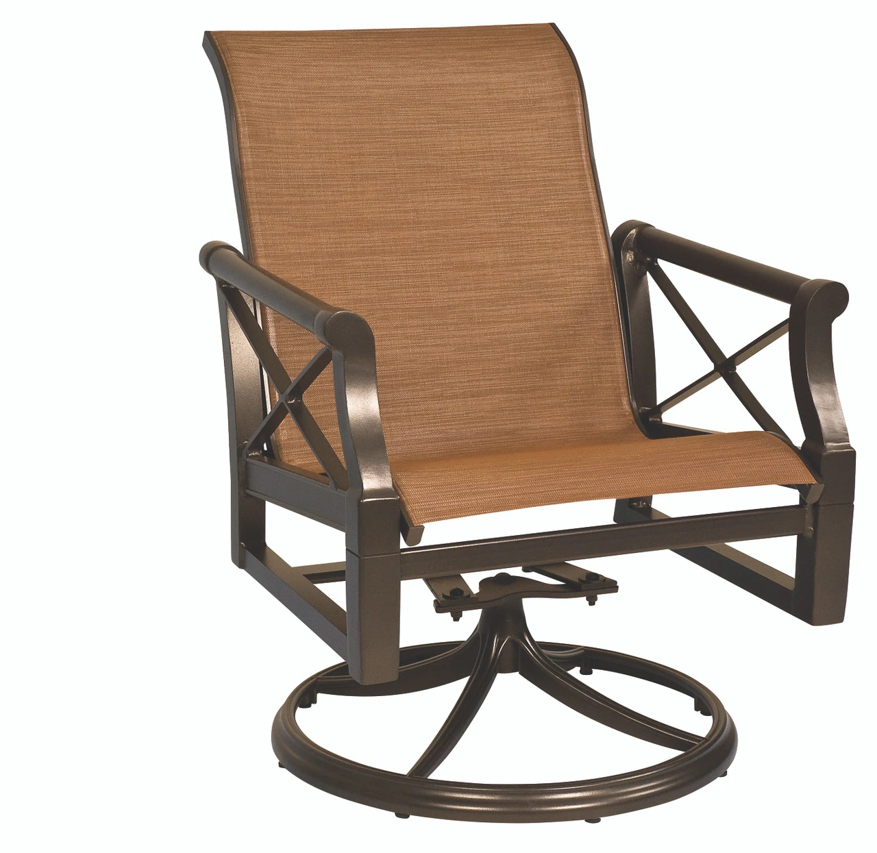 Woodard Aluminum Andover Sling Swivel Rocking Dining Arm Chair 1 Woodard Aluminum Andover Sling Swivel Rocking Dining Arm Chair