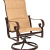 Woodard Aluminum Belden Padded Sling High Back Swivel Rocking Dining Arm Chair