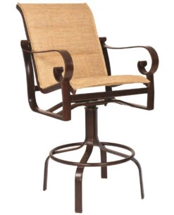Woodard Aluminum Belden Padded Sling Swivel Bar Stool