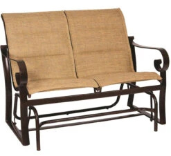 Woodard Aluminum Belden Padded Sling Love Seat Glider