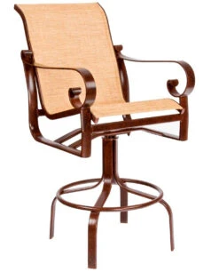 Woodard Aluminum Belden Sling Swivel Bar Stool