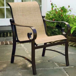 Woodard Aluminum Belden Sling Dining Arm Chair 5 Woodard Aluminum Belden Sling Dining Arm Chair -Patio Furniture Store Belden Sling Armchair Front 11131.1677180230
