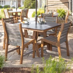 Berlin Gardens Resin 4 Seat Bristol Hammered Top Dining Set 7 Berlin Gardens Resin 4 Seat Bristol Hammered Top Dining Set -Patio Furniture Store Bristol Side Chair Dining Set Coastal Gray on Antique Mahogany edited 06701.1694802925