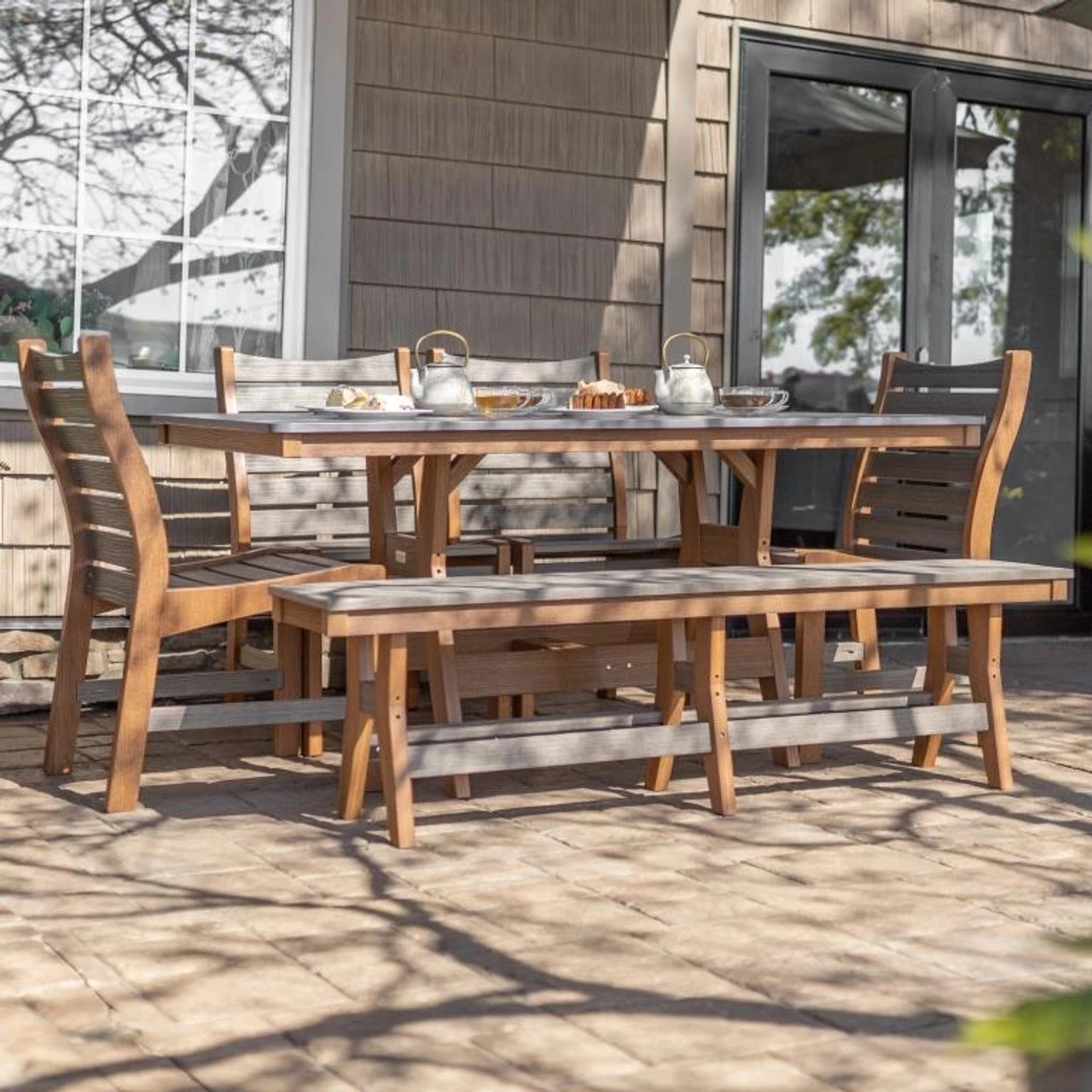 Berlin Gardens Resin 6 Seat Bristol Hammered Top Dining Set - Image 4