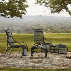 Woodard Cape Woven Wicker 4 Piece Lounge Set