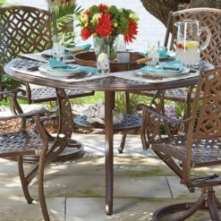 Woodard Aluminum Casa 48" Round Umbrella Dining Table