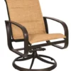 Woodard Aluminum Cayman Isle Padded Sling Swivel Rocking Dining Arm Chair