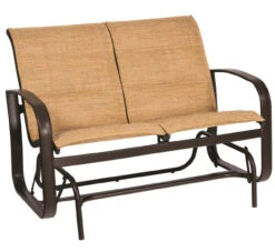 Woodard Aluminum Cayman Isle Padded Sling Loveseat Glider