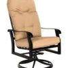 Woodard Aluminum Cortland Cushion High Back Swivel Rocking Dining Arm Chair