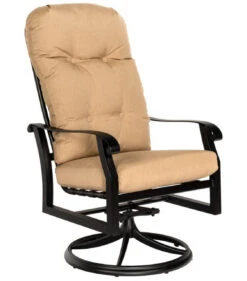 Woodard Aluminum Cortland Cushion High Back Swivel Rocking Dining Arm Chair