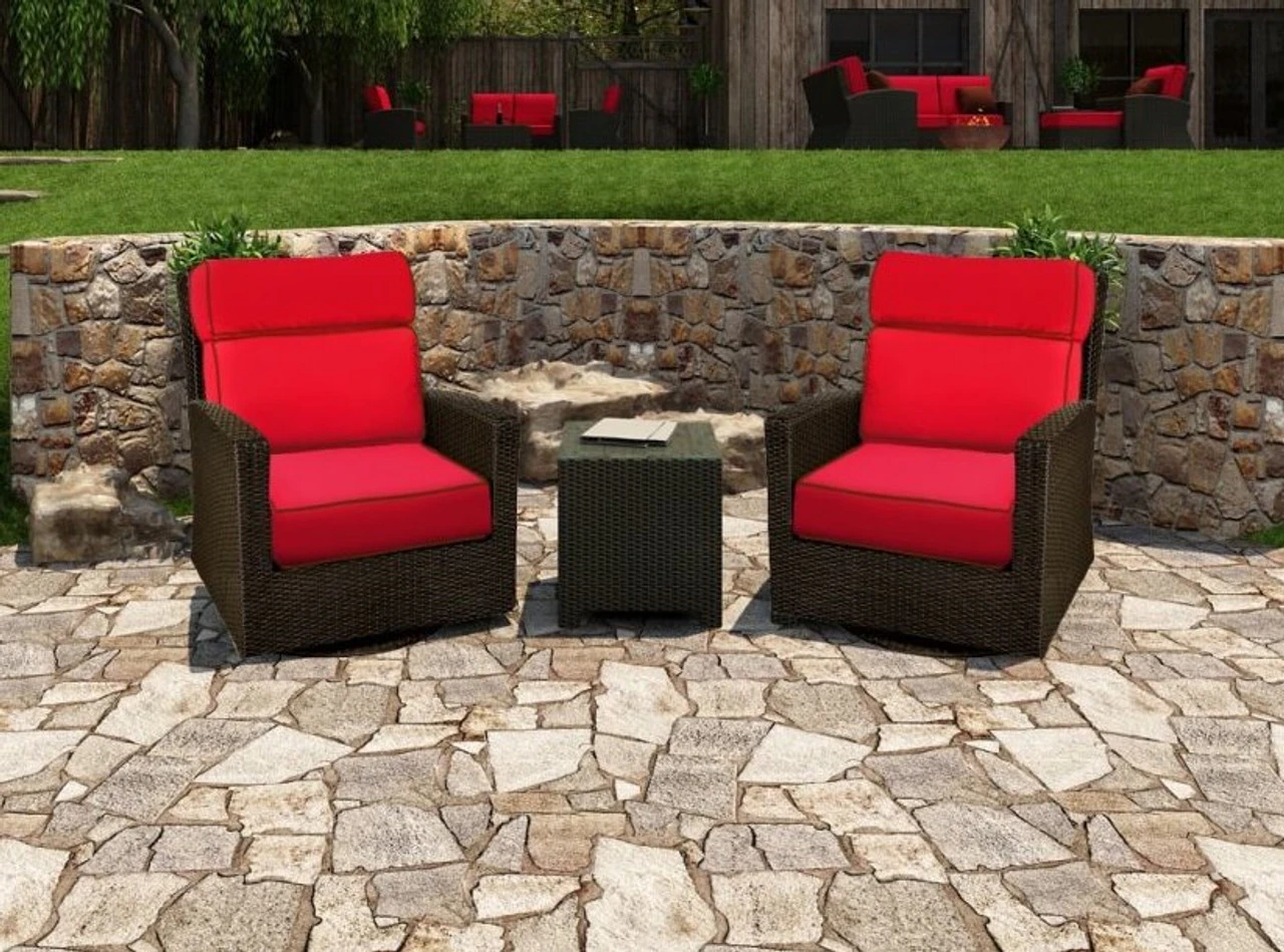 Wicker Forever Patio 3 Piece Barbados Highback Swivel Glider Set 1 Wicker Forever Patio 3 Piece Barbados Highback Swivel Glider Set