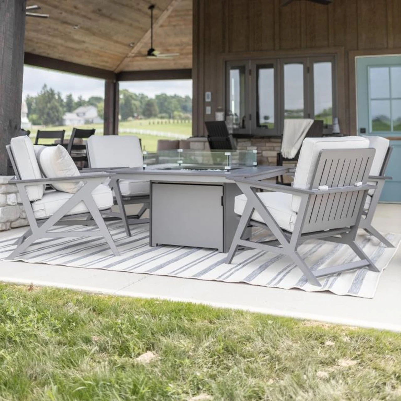 Berlin Gardens Resin Kinsley-Numa Firepit Lounge Set - Image 7