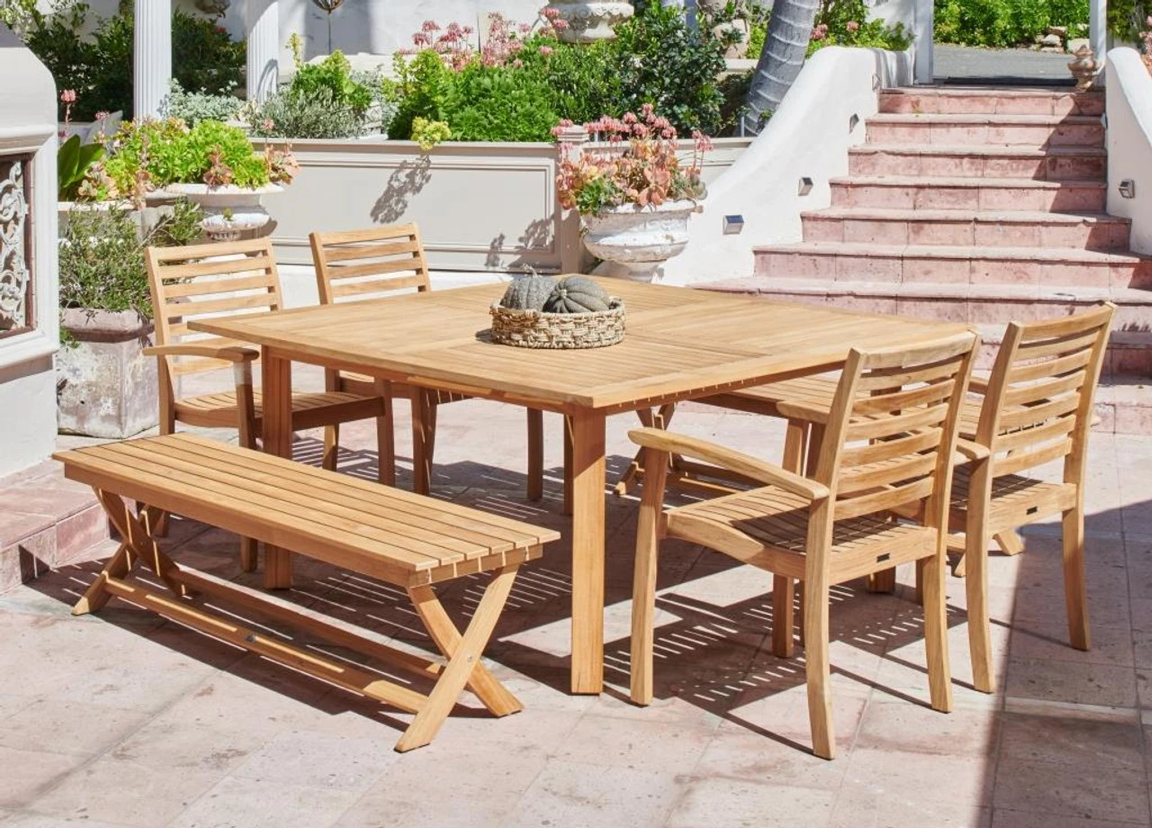 HiTeak Hamilton7-Piece Square Table Dining Set 3 HiTeak Hamilton7-Piece Square Table Dining Set - Image 3