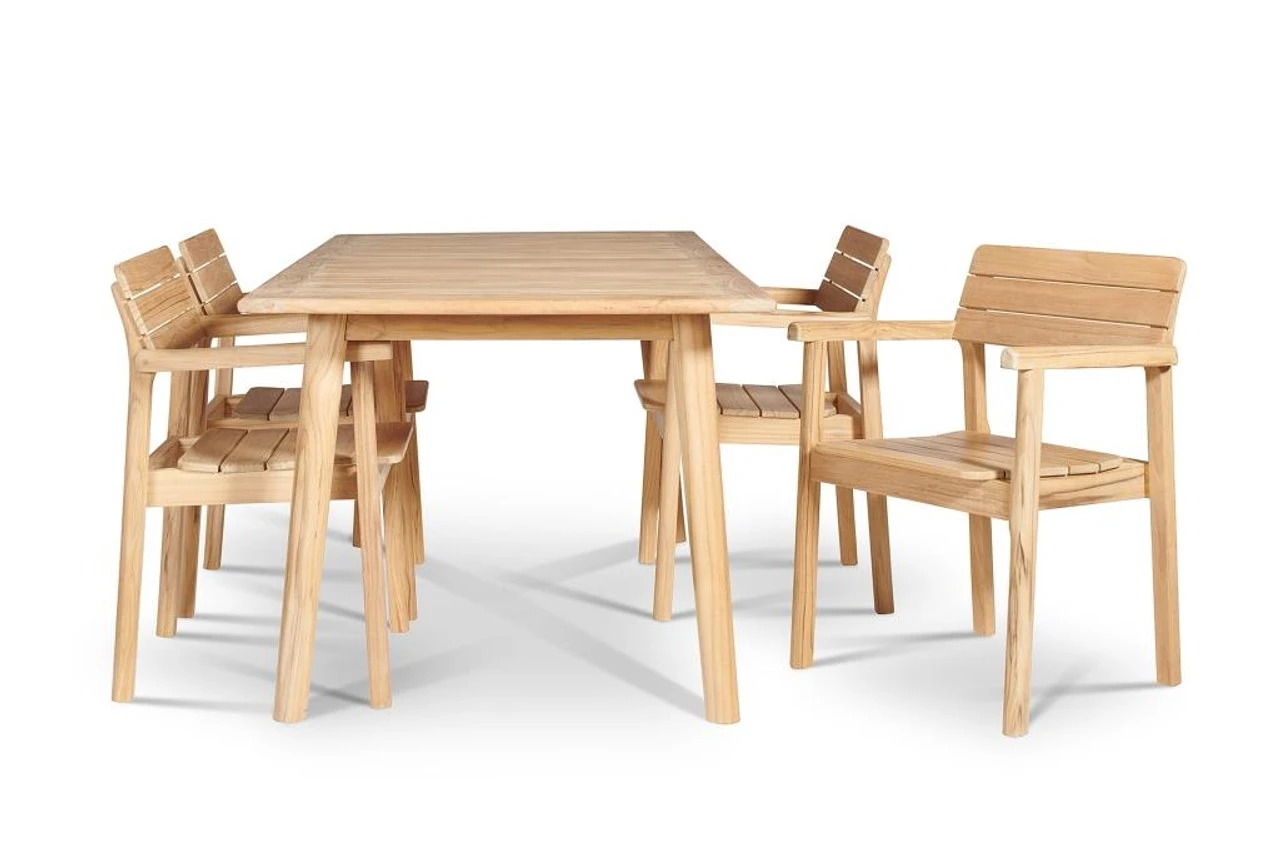 HiTeak Modurn 5-Piece Rectangular Table Dining Set 2 HiTeak Modurn 5-Piece Rectangular Table Dining Set - Image 2